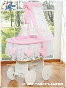 My Sweet Baby Kosz Mojżesza z baldachimem- Amelie różowy - Łóżeczka i kojce - miniaturka - grafika 1