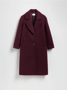 Reserved - Płaszcz z tkaniny boucle - burgundowy - Płaszcze damskie - miniaturka - grafika 1