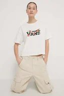 Koszulki sportowe damskie - Vans t-shirt bawełniany damski kolor beżowy - miniaturka - grafika 1