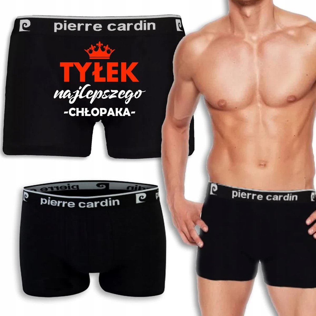 Bokserki Czarny Na Prezent DZIEŃ CHŁOPAKA Tyłek Najlepszego Chłopaka Wz XXL