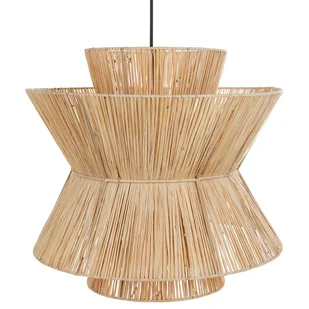 BELIANI Lampa wisząca naturalna słomiany klosz czarna podstawa żelazna lampa sufitowa boho oświetlenie do salonu jadalni - Oprawy, klosze i abażury - miniaturka - grafika 1