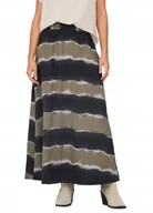 Spódnice - ONLY DŁUGA SPÓDNICA TRAPEZOWA W PASKI KHAKI CZARNY XL J9A - miniaturka - grafika 1