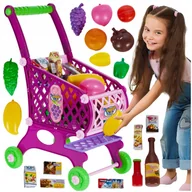 Zabawy w naśladowanie dorosłych - Wózek Koszyk Zakupowy na Zakupy z Produktami Marketowy Różowy dla Dzieci - miniaturka - grafika 1