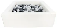 Suche baseny - Kwadratowy suchy basen z ekoskóry z 300 piłeczkami (biały/biały, szary, srebrny) - miniaturka - grafika 1