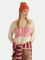 Swetry damskie - Roxy Sweter Exploring Heart ERJSW03674 Beżowy Regular Fit - miniaturka - grafika 1