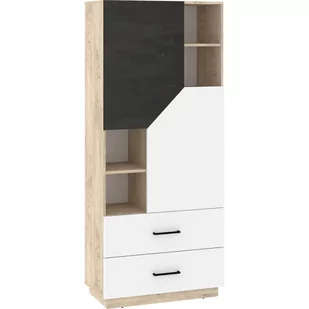 Regał Wysoki 80 2D2S PAX-20 Pax MebloCross Dąb Endgrain / Biały / Beton Szary - Regały - miniaturka - grafika 1
