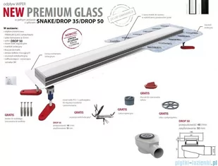 Wiper New Premium White Glass Odpływ liniowy z kołnierzem 100 cm syfon drop 50 poler 500.0382.01.100 | - Syfony - miniaturka - grafika 4