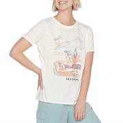 Koszulki i topy damskie - Koszulka Skechers Airbrush WTS380WSL - biała - miniaturka - grafika 1