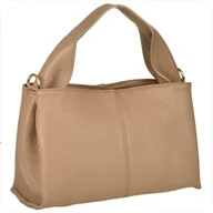 Torebki damskie - Modna skórzana torebka listonoszka karmel brąz włoska - miniaturka - grafika 1