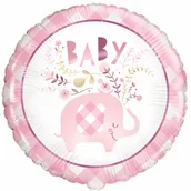 Balony i akcesoria - Balon foliowy Słonik na roczek dziewczynki - 1 szt. - miniaturka - grafika 1