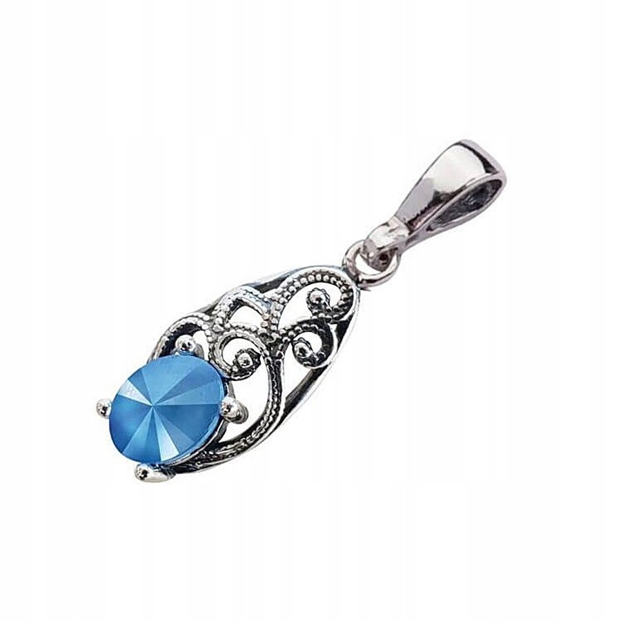 Zawieszka srebrna pr. 925 Niebieski kryształ