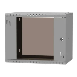 Szafa wisząca Standard 19" 9U, 400mm, drzwi szklane, szara - Szafy rack - miniaturka - grafika 1