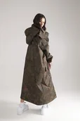 Płaszcze damskie - Parka Longline Hoodie Oversize camo moro - miniaturka - grafika 1