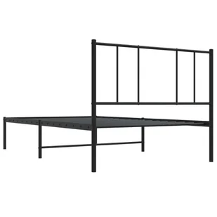 Metalowa rama łóżka z wezgłowiem, czarna, 100x190 cm Lumarko! - Łóżka - miniaturka - grafika 9
