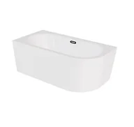 Wanny - Wanna narożna lewa Besco Avita A-line 160x75 cm biały połysk syfon klik-klak czarny z przelewem slim WAA-160ALCS - miniaturka - grafika 1