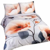 Pościel - Pościel satynowa 200x220 satynlove 12409 morelowe kwiaty - miniaturka - grafika 1