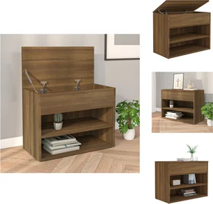 vidaXL Ławka na buty brązowa dębowa 60x30x45 cm materiał drewnopochodny - Stojaki i szafki na buty - Szafki na buty - miniaturka - grafika 1