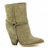 Botki damskie - Oliwkowe kowbojki na obcasie CARINII - Carinii - miniaturka - grafika 1