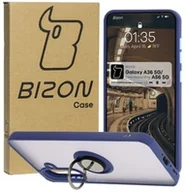 Etui i futerały do telefonów - Bizon Etui z uchwytem na palec Case Hybrid Ring do Galaxy A56 5G, przydymione z granatową ramką - miniaturka - grafika 1