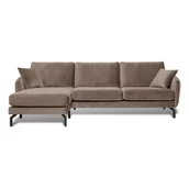 Narożniki - Brązowoszary narożnik z aksamitnym obiciem Scandic Magic, lewostronny - miniaturka - grafika 1