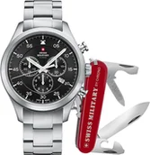 Zegarki męskie - Zestaw męski SWISS MILITARY SM34076.01 stalowy klasyczny do pływania - miniaturka - grafika 1