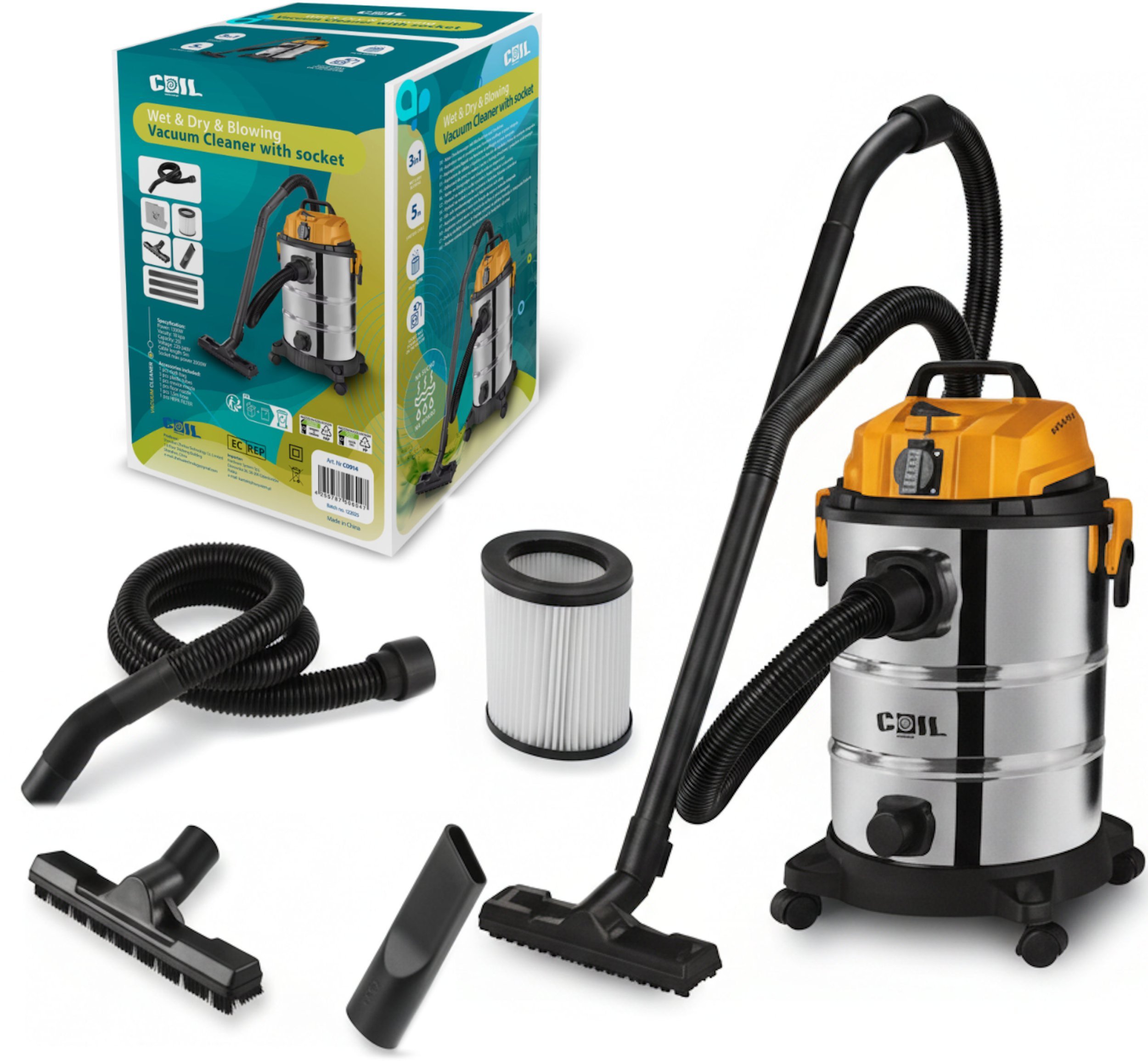 Coil odkurzacz przemysŁowy na mokro i sucho 1300w 25l