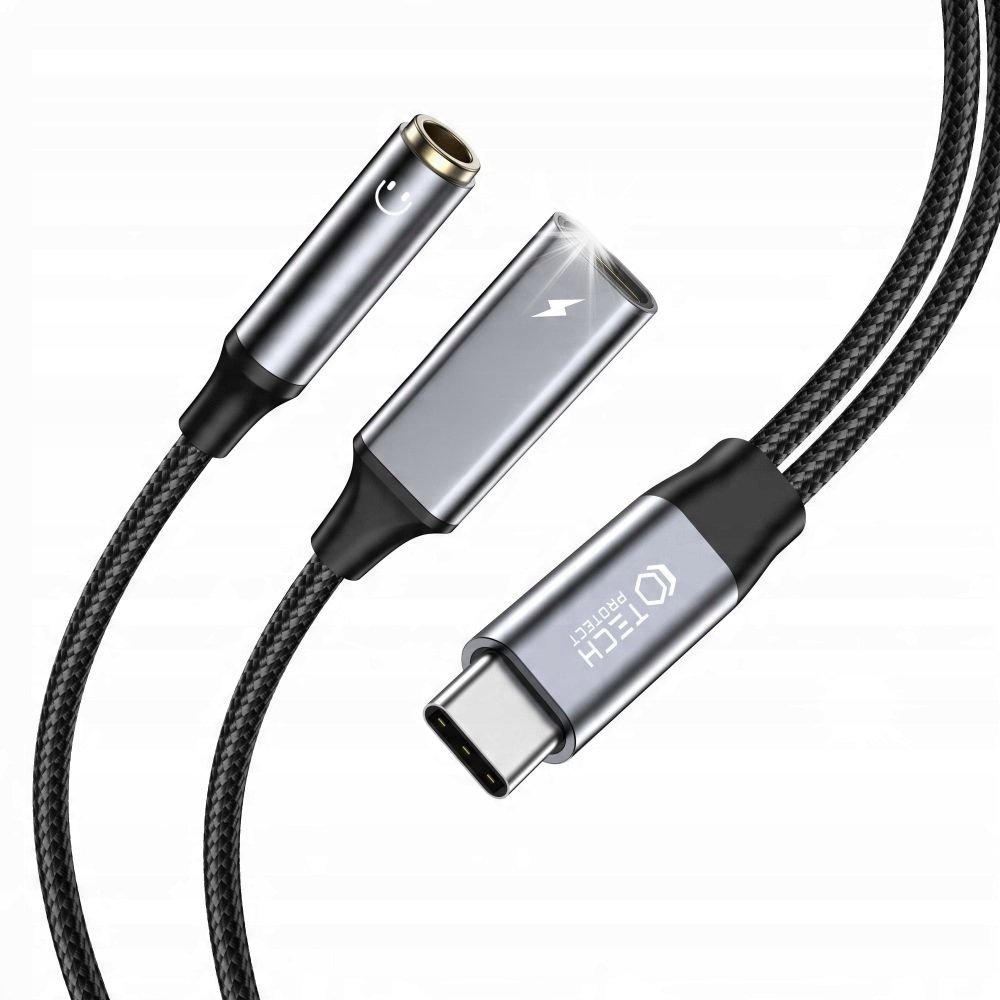 ADAPTER AUDIO + ŁADOWANIE MINI JACK AUX 3.5MM / TYPE-C USB-C PD-60W / 6A