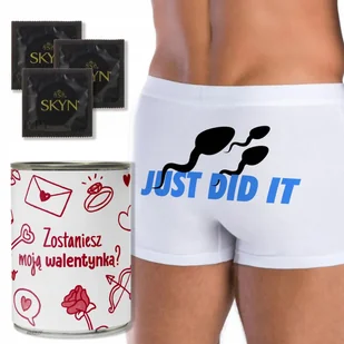 BOKSERKI + PREZERWATYWY Zabawna PUSZKA Prezent Na Walentynki JUST DID IT M - Majtki damskie BOKSERKI + PREZERWATYWY Zabawna PUSZKA Prezent Na Walentynki JUST DID IT M - Majtki damskie - miniaturka - grafika 1
