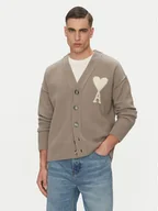Swetry męskie - AMI PARIS Kardigan UKC090.KN0090 Szary Relaxed Fit - miniaturka - grafika 1