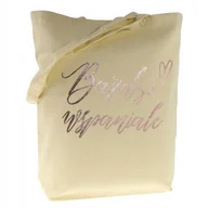 Torby i wózki na zakupy - TORBA bawełniana ecru 220g z nadrukiem BARDZO WSPANIALE torebka na zakupy - miniaturka - grafika 1