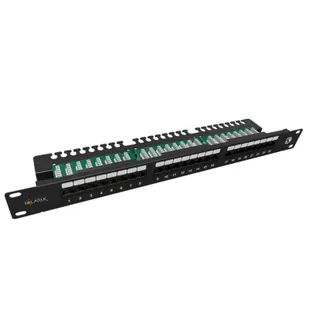 Patch panel UTP 19" 1U kat.5e, 24 porty z listwą (SX24L-5E-UTP-BK-N) - Panele krosownicze - miniaturka - grafika 1