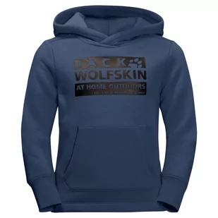 Jack Wolfskin Bluza z kapturem dziecięca BRAND HOODY K Dark Indigo - Bluzy dla dziewczynek - miniaturka - grafika 1