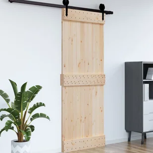 Drzwi przesuwne, 95x210 cm, lite drewno sosnowe 8720845854669 - Drzwi wewnętrzne - miniaturka - grafika 5