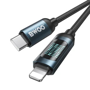 BWOO kabel Pleciony USB-C - Lightning 1m 27W z animowanym podświetleniem czarny - Kable USB - miniaturka - grafika 1