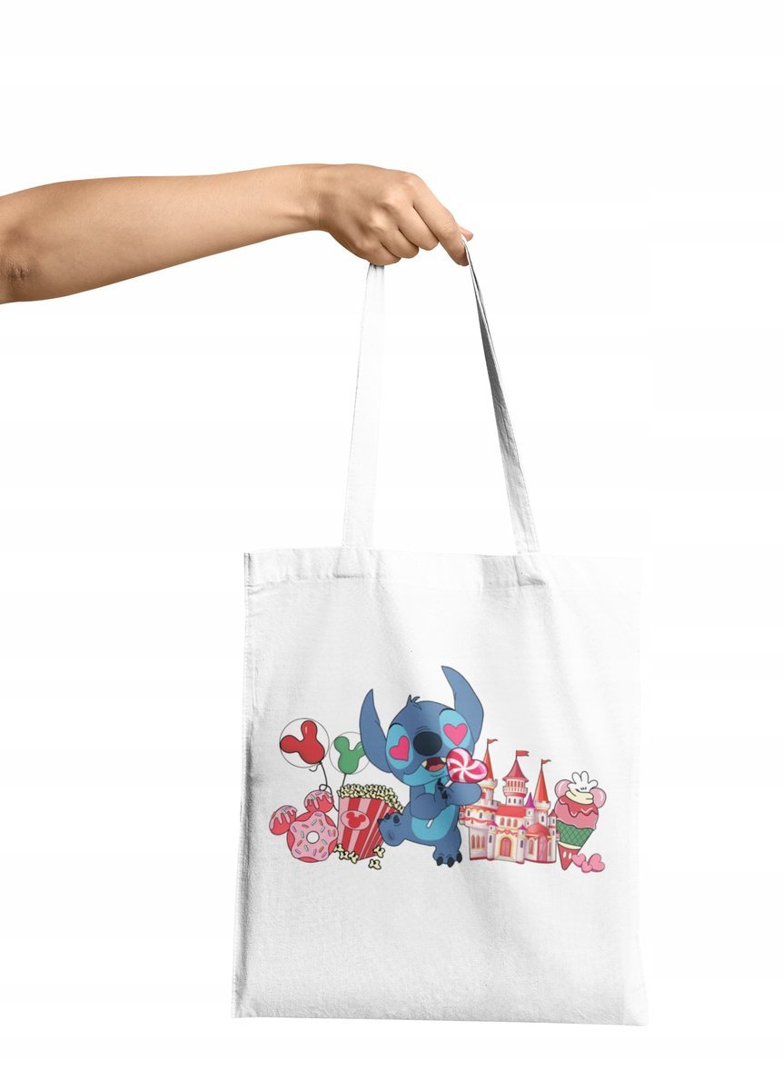 Torba Shopper Materiałowa Na Ramię,Zakupy,Szkoły Stitch Duży Wybór 4 Kolory