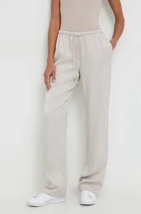 Calvin Klein spodnie damskie kolor szary proste high waist - Spodnie damskie - miniaturka - grafika 1