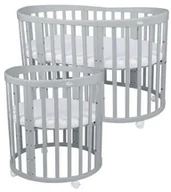 Łóżeczka i kojce - Waldin Owalne łóżeczko 7w1 z Materacem Grey - miniaturka - grafika 1