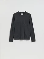 Koszulki męskie - Reserved - Longsleeve z wełny merino - ciemnoszary - miniaturka - grafika 1