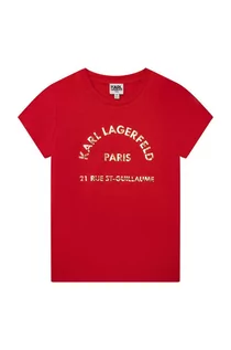 Koszulki dla dziewczynek - KARL LAGERFELD t-shirt dziecięcy kolor czerwony - grafika 1
