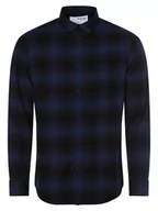 Koszule męskie - Selected - Koszula męska  SLHSlimowen, niebieski|czarny - miniaturka - grafika 1