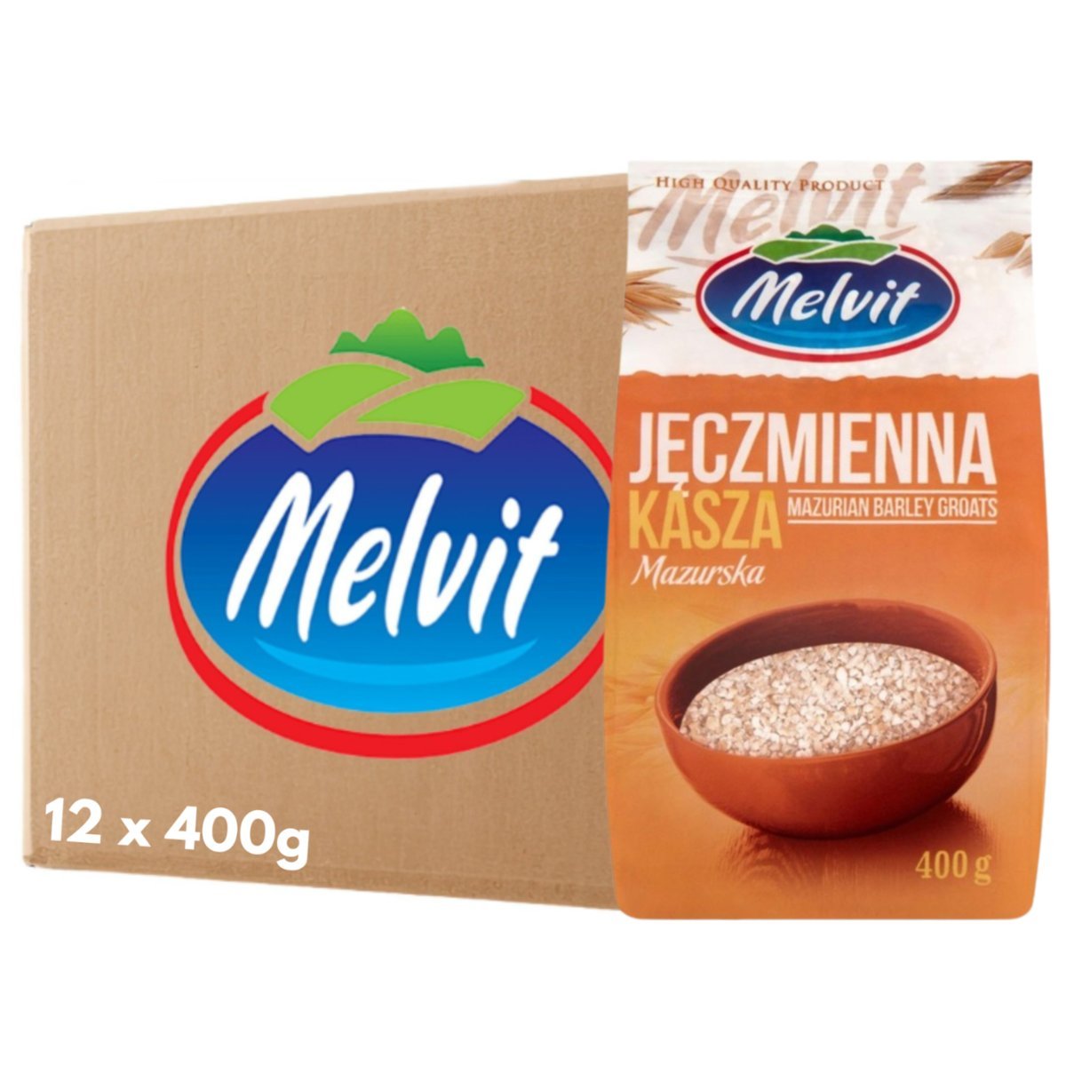 MELVIT Kasza jęczmienna mazurska 400 g x 12 sztuk