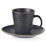 Filiżanki - Filiżanka ze spodkiem do kawy espresso ceramiczna czarna TEA TIME 95 ml - miniaturka - grafika 1