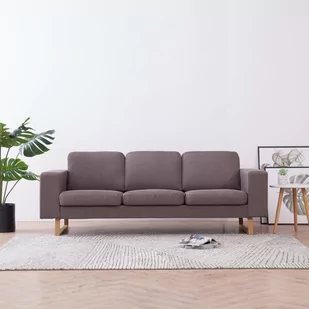 vidaXL vidaXL 3-osobowa sofa tapicerowana tkaniną, taupe - Sofy i kanapy - miniaturka - grafika 1