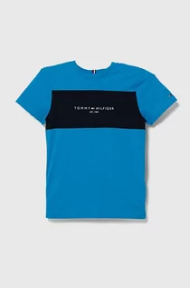 Koszulki dla chłopców - Tommy Hilfiger t-shirt bawełniany dziecięcy kolor niebieski z nadrukiem - grafika 1