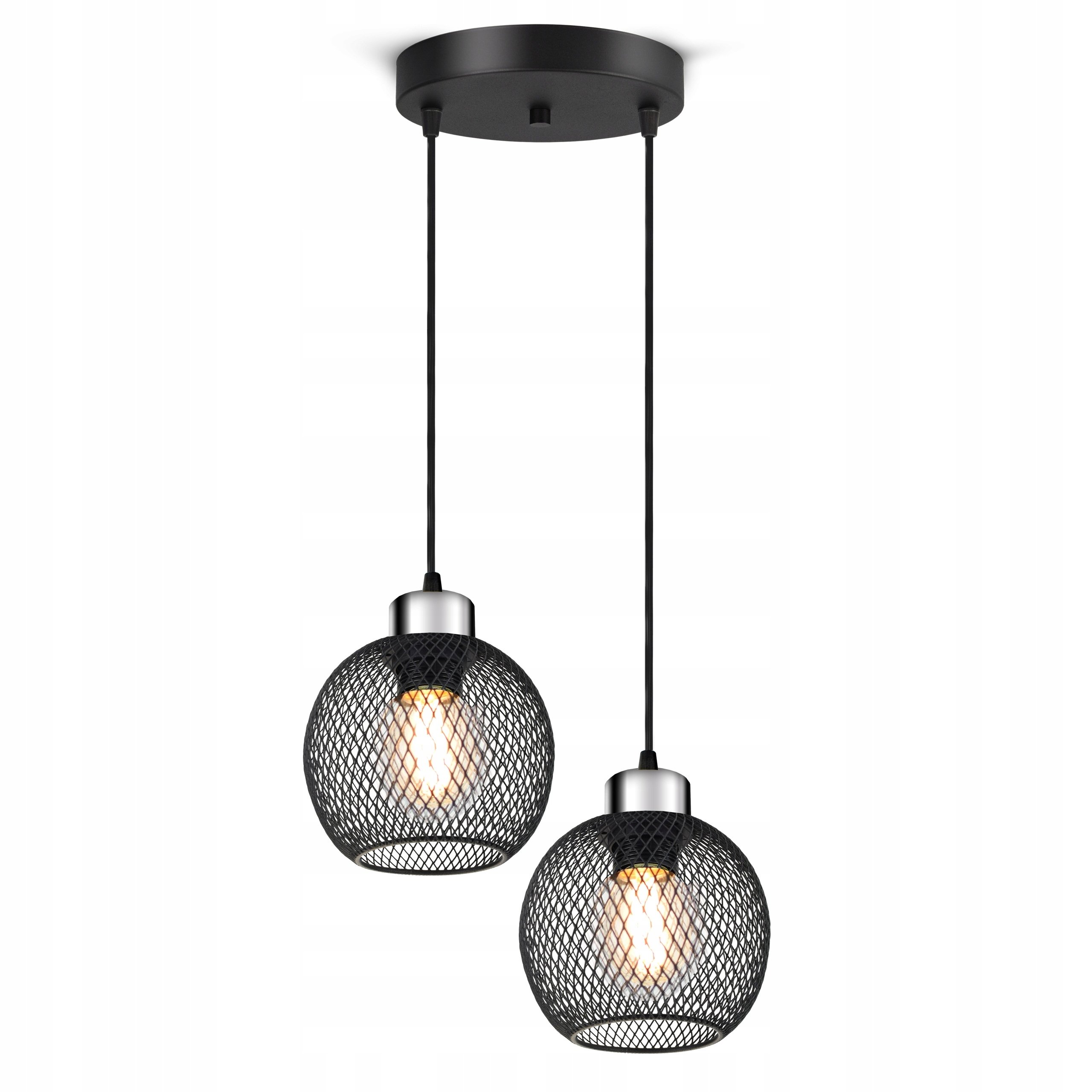 Lampa Sufitowa Żyrandol Wisząca Vintage LOFT Reflektor 444-EZ2 E27 Z Siatki