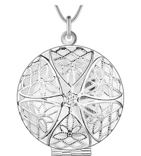 Medalion na Zdjęcie Okrągły Kolor Srebrny Zawieszka Naszyjnik Puzderko - Naszyjniki - miniaturka - grafika 1