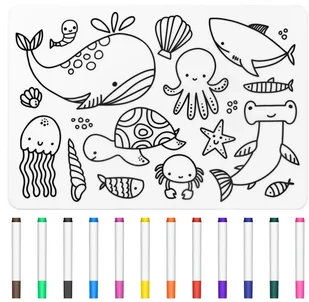 SILIKONOWA MATA DO KOLOROWANIA WIELORAZOWA ZMYWALNA KOLOROWANKA DLA DZIECI - Kolorowanki, wyklejanki - miniaturka - grafika 1