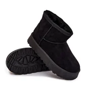 Śniegowce damskie - Śniegowce Dziecięce Ocieplane Futerkiem SS374018 Czarne-32 - miniaturka - grafika 1