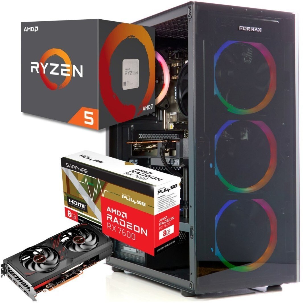 BSG Komputer BSG Raptor V43 AMD Ryzen 5 AMD Radeon RX 7600 16GB DDR4 512GB SSD Windows 11 bsg_RX7600 Gracza Grania Szybki Wydajny Mocny