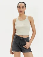 Koszulki i topy damskie - Wrangler Top Logo 112350281 Beżowy Slim Fit - miniaturka - grafika 1